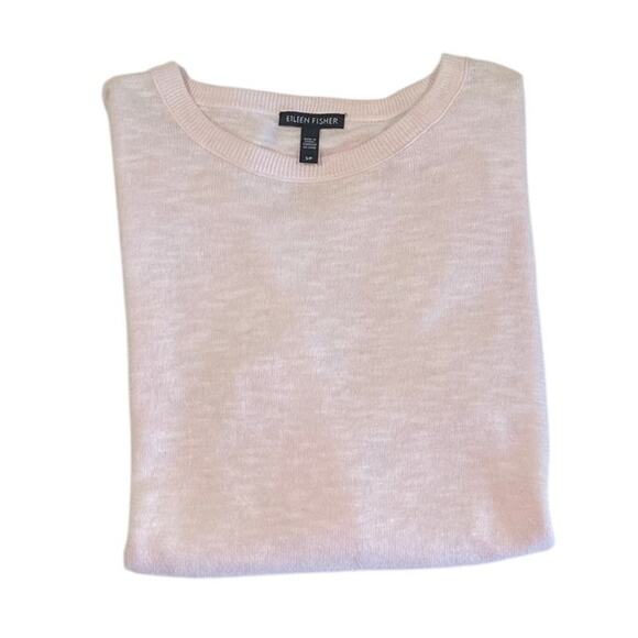Eileen Fisher Pastel Pink Organic Linen Crew Neck Top Women's Size S Sustainable - Picture 1 of 10